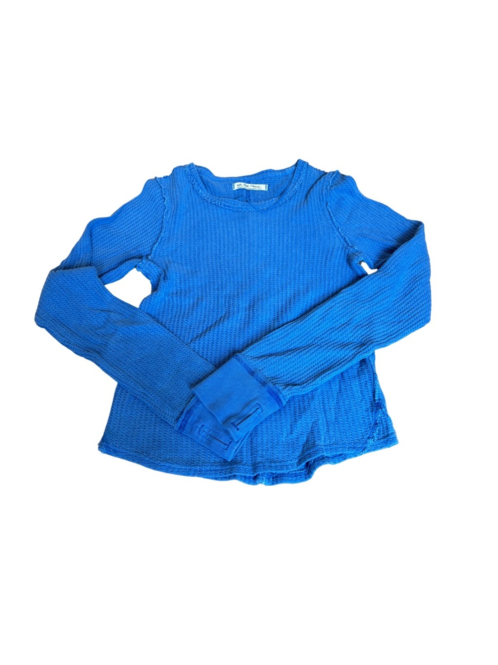 We The Free Bright Royal Blue Waffle Long Sleeve Tee